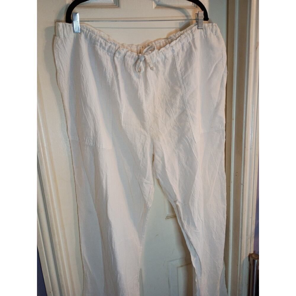 Yasa Gauzy Pants White Wide Leg Drawstring Sz L Beach Resortwear Pool